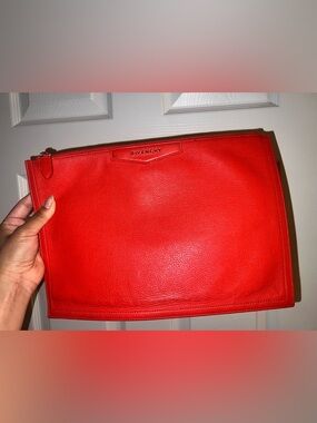 Givenchy Bright orange Pebbled Leather Pouch